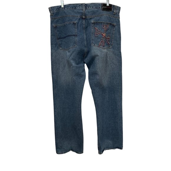 Fubu Y2K Baggy Jeans W40L34 Embroidered Pocket Streetwear Denim Vintage - Picture 11 of 14